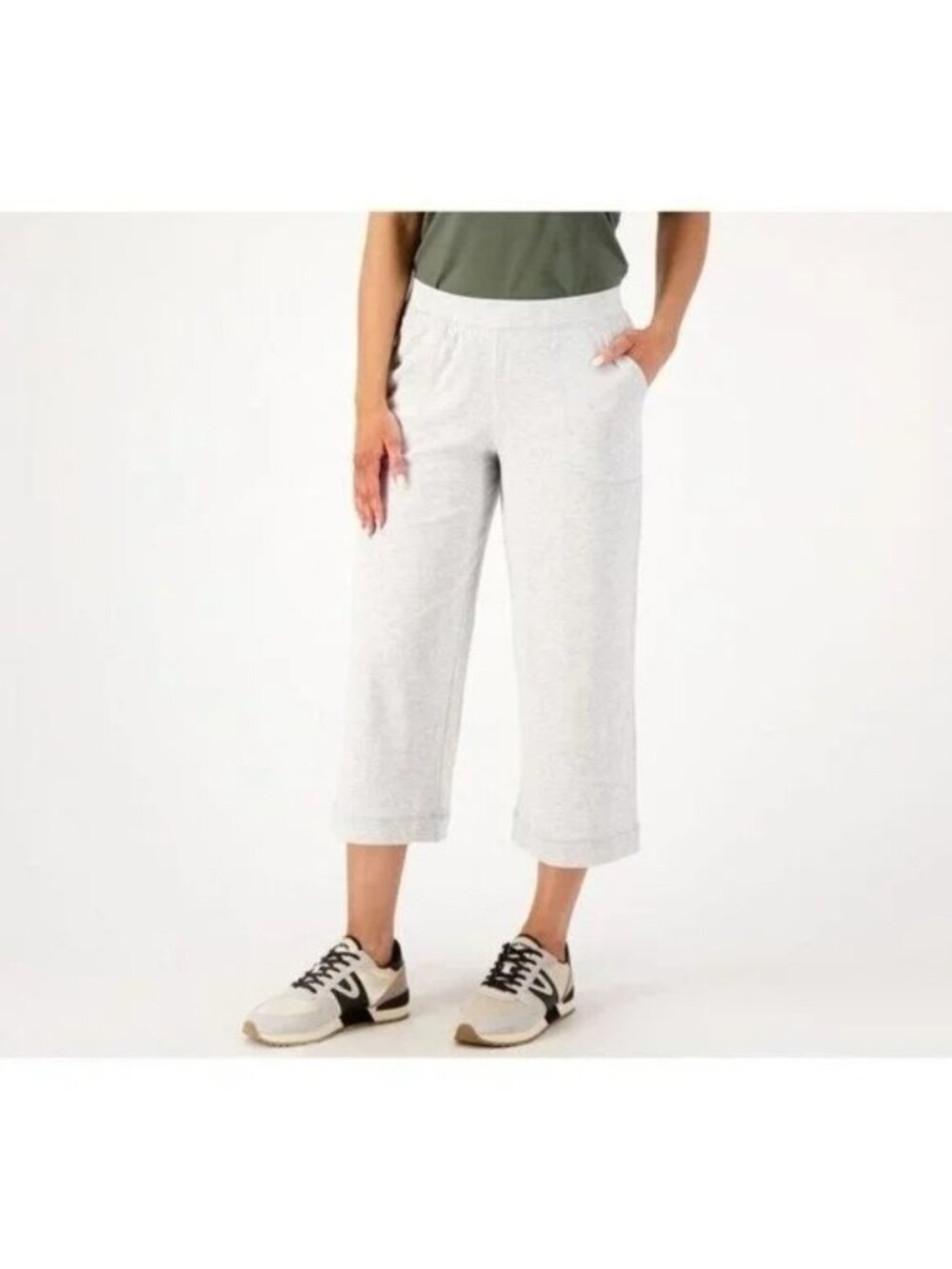 Koolaburra by UGG Cropped Pants Small Interlock Light Gray Heather Lounge NEW